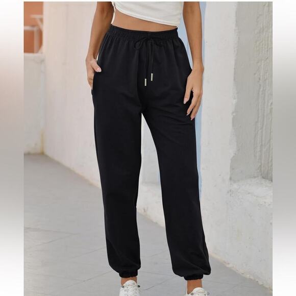 Women’s Drawstring Sweatpants High Waisted Cinch Bottom Athletic Jogger Workout - Picture 3 of 3